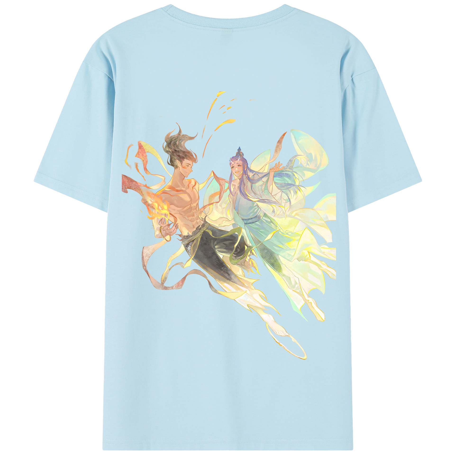 （画像用） Ne Zha 2 ナタ 魔童の大暴れ 綿100％半袖Tシャツ（背面プリント）
